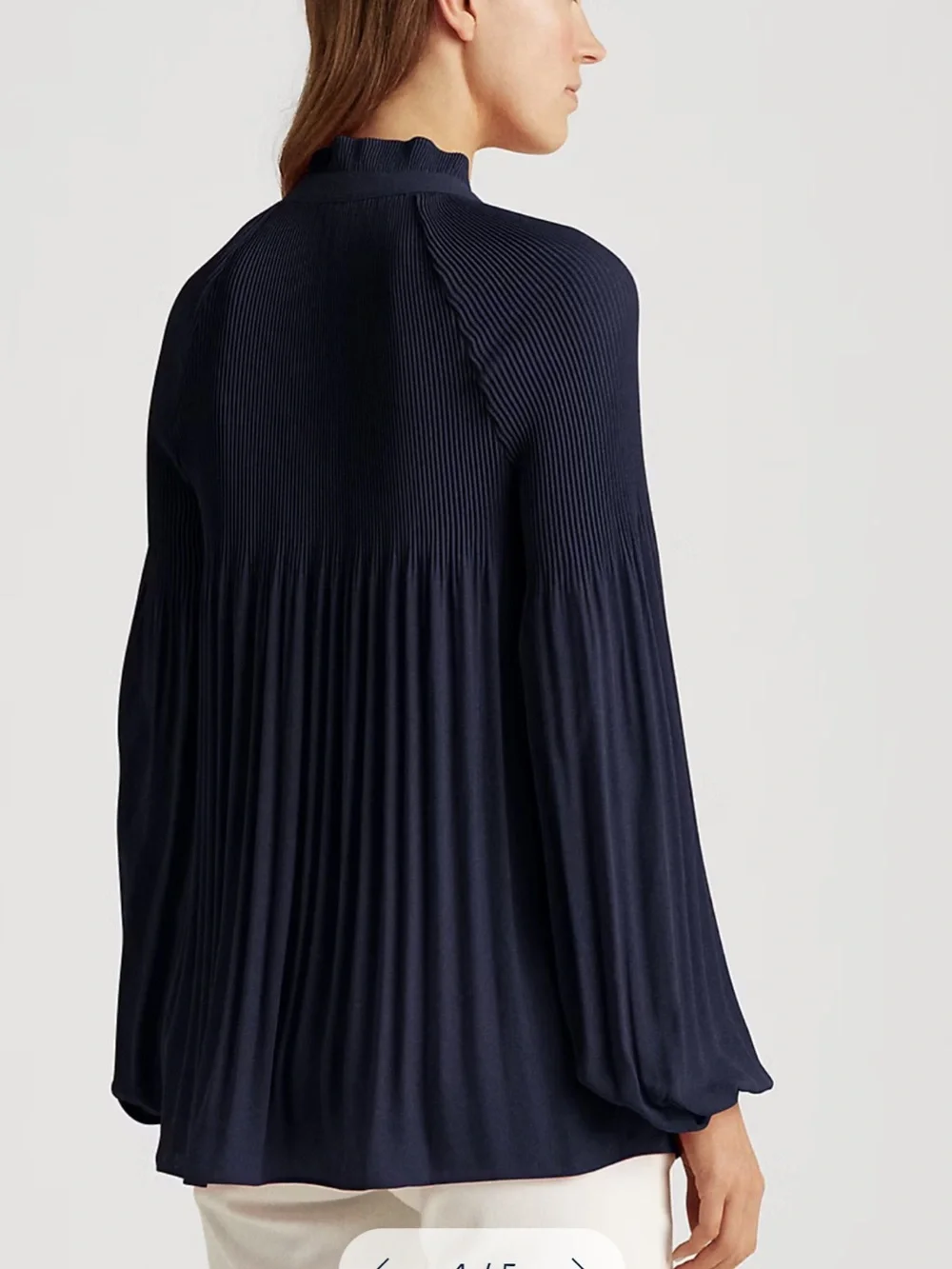Lauren Ralph Lauren Georgette Tie-Neck Top LRL Blue 3XL Pleated Classic Office